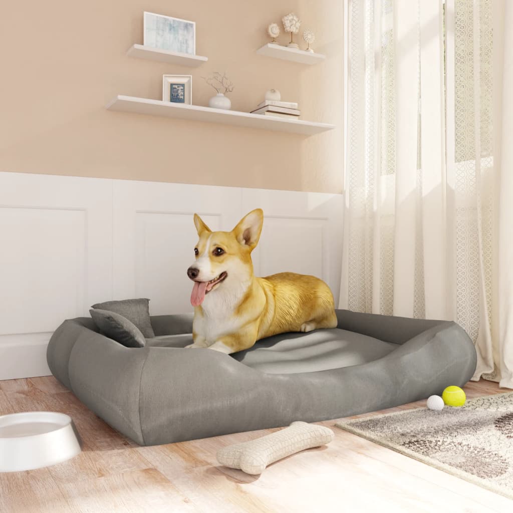 Lit de chien vidaxl avec coussins 115x100x20 cm oxford tissu gris