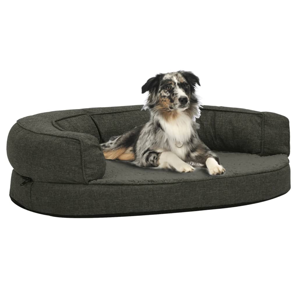 Lin ergonomique vidaxl lin ergonomic look 90x64 cm en molleton gris foncé