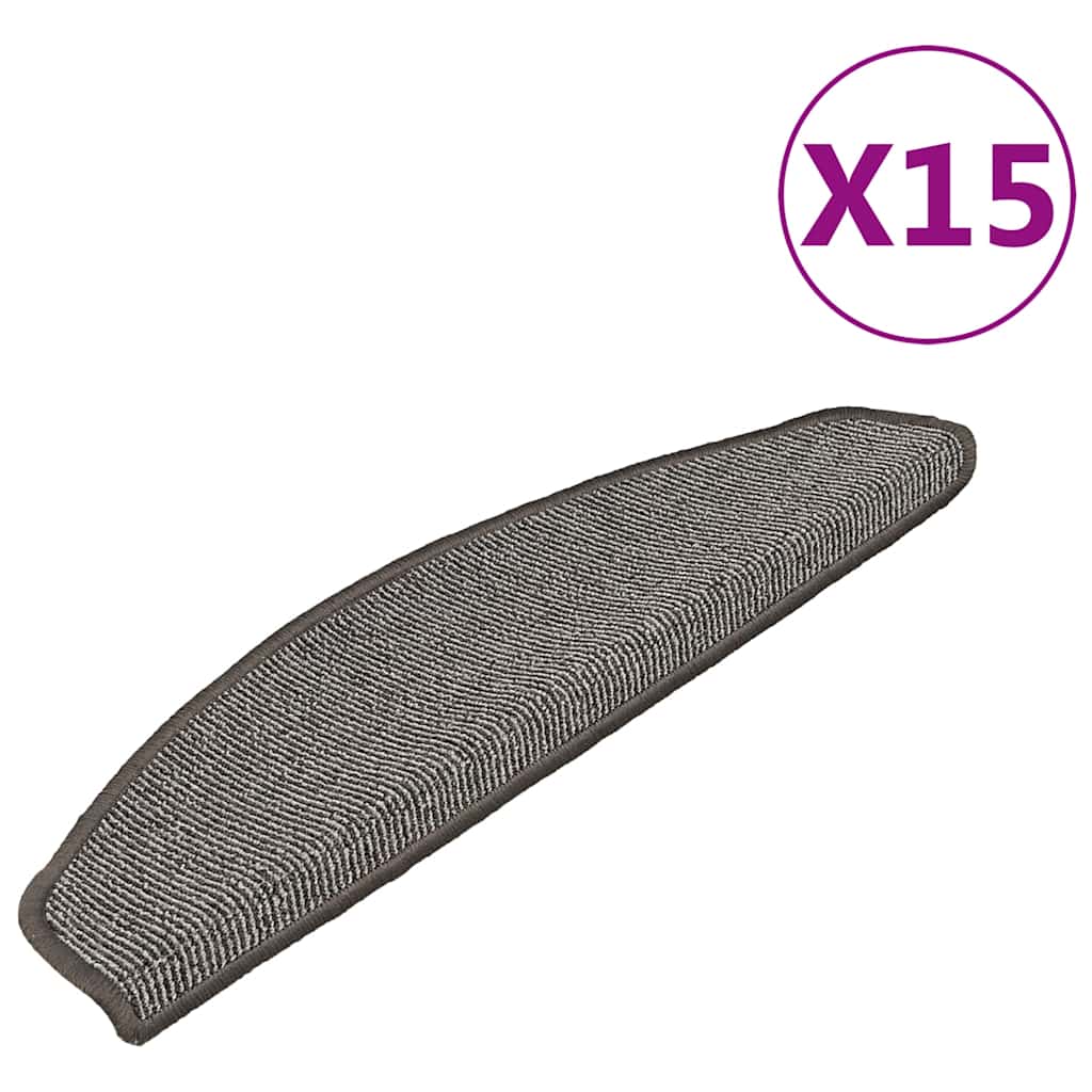 VidaXL tapis d'escalier 15 pcs 65x21x4 cm gris semi-circulaire grand