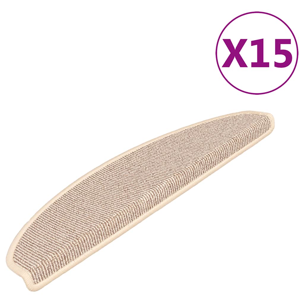 VidaXL Tapis d'escalier 15 pcs 65x21x4 cm blanc et marron