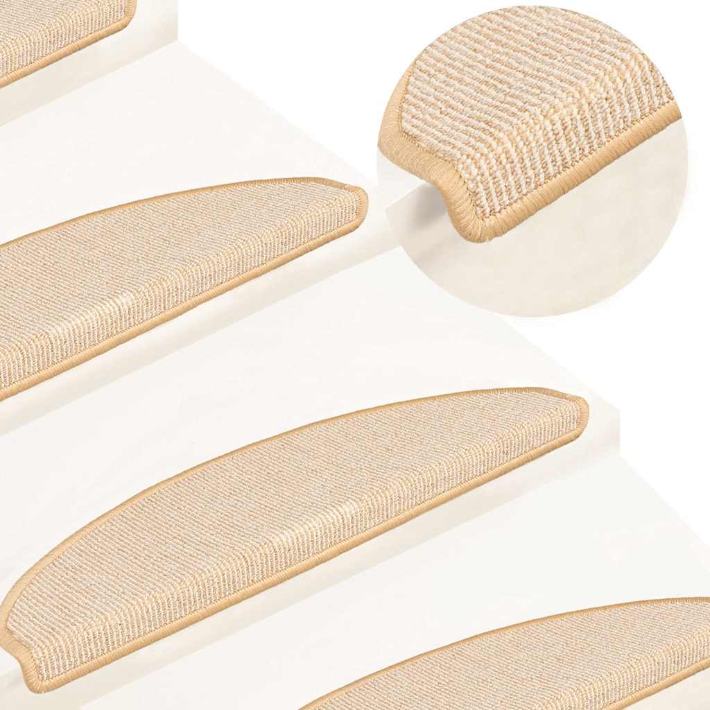 VidaXL Tapis d'escalier 15 pcs 65x21x4 cm couleur crème