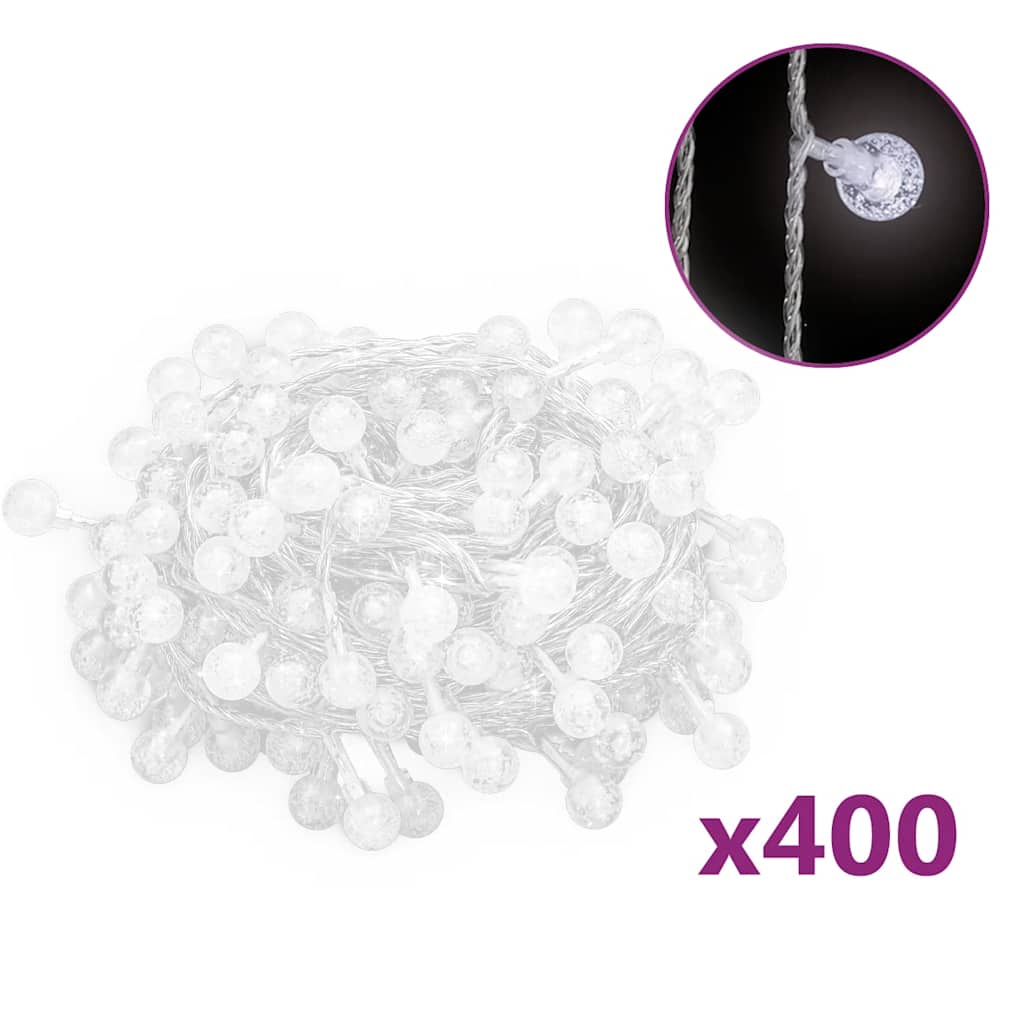 Cordon lumineux Vidaxxl avec 400 LED, 8 fonctions, blanc froid, 40 m