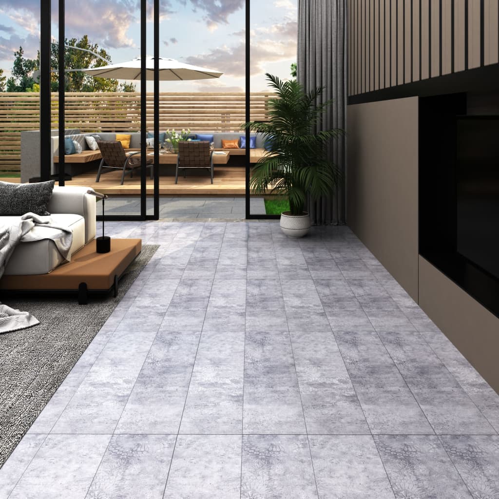 Planches de plancher vidaxl auto-adhésive 5,21 m² 2 mm de ciment PVC gris