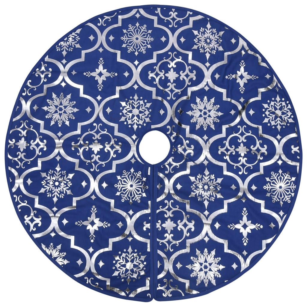 Vidaxl Jupe d'arbre de Noël luxe avec chaussette 122 cm tissu bleu