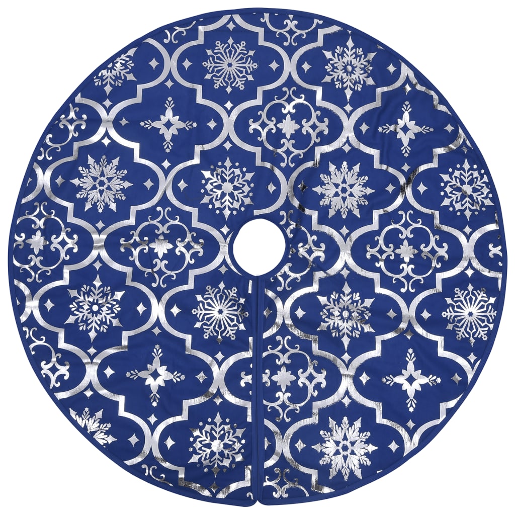 Vidaxl Jupe d'arbre de Noël luxe avec chaussette 150 cm tissu bleu