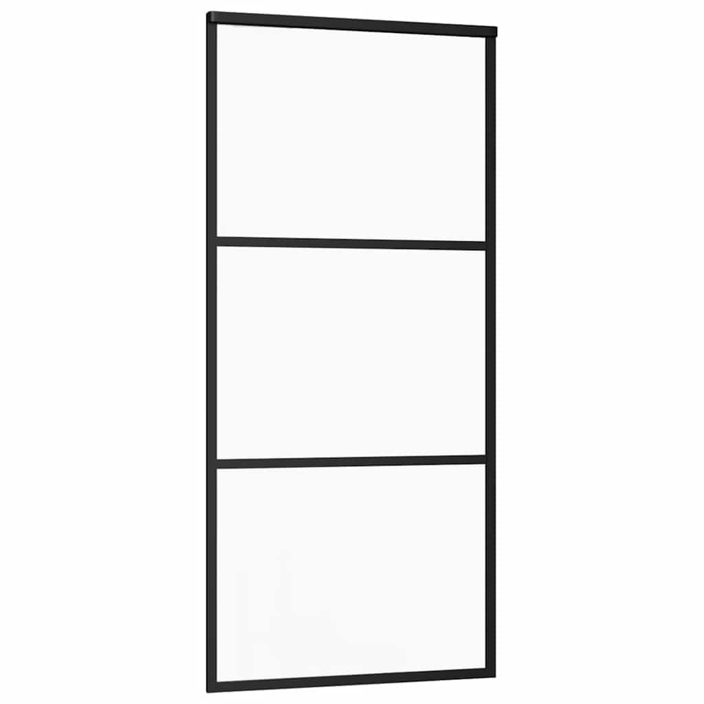 Vidaxl Porte coulissante 90x205 cm Verre ESG et noir en aluminium