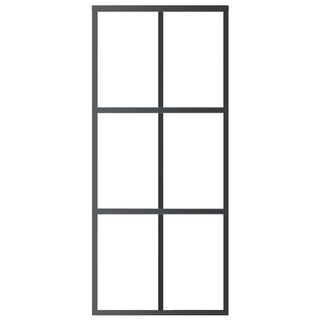 Vidaxl Porte coulissante 90x205 cm Verre ESG et noir en aluminium