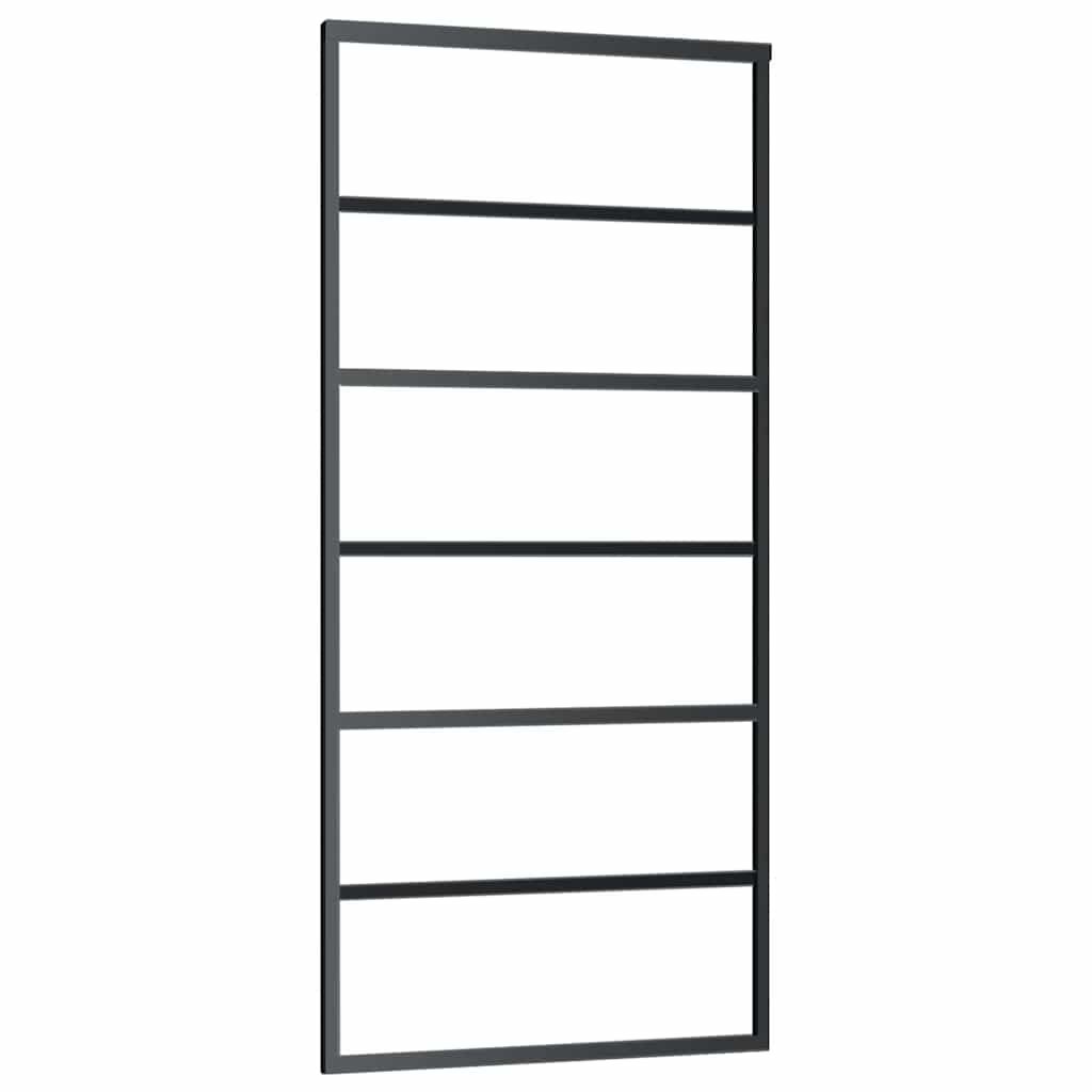 Vidaxl Porte coulissante 90x205 cm Verre ESG et noir en aluminium
