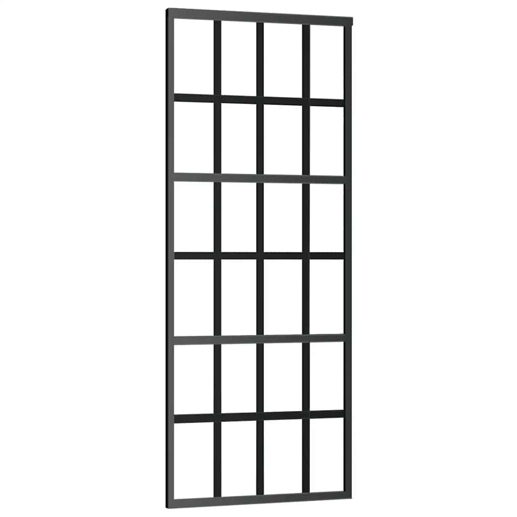Vidaxl Porte coulissante 76x205 cm Verre ESG et noir en aluminium