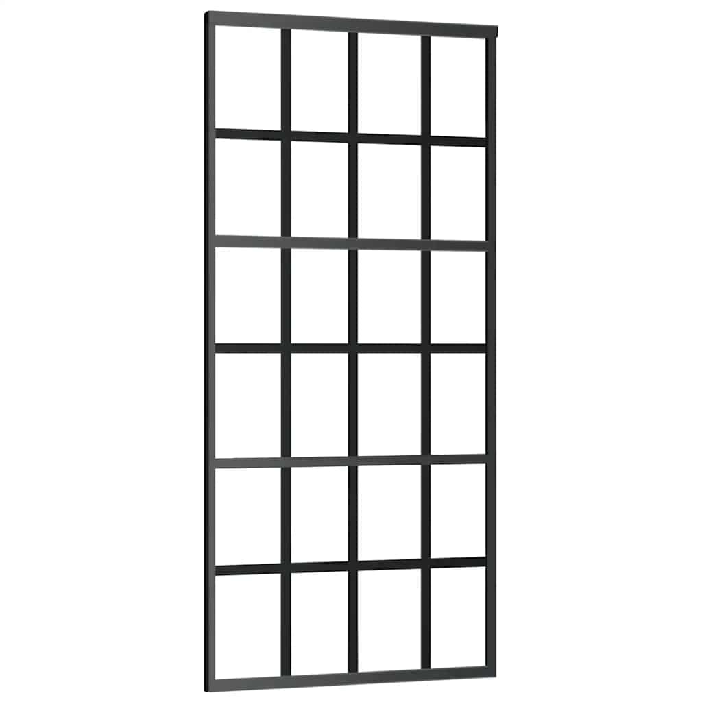 Vidaxl Porte coulissante 90x205 cm Verre ESG et noir en aluminium