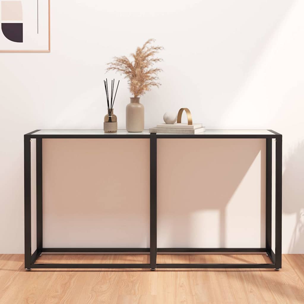 Vidaxl wandtafel 140x35x75,5 cm gehard glas witmarmerkleurig