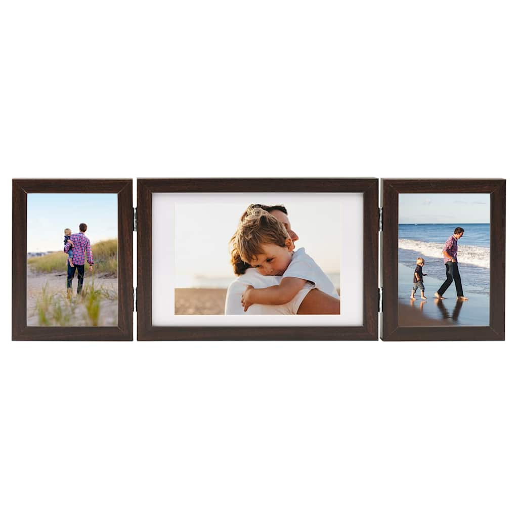 Cadre photo Vidaxl Triptych 28x18 cm + 2x (13x18 cm) marron