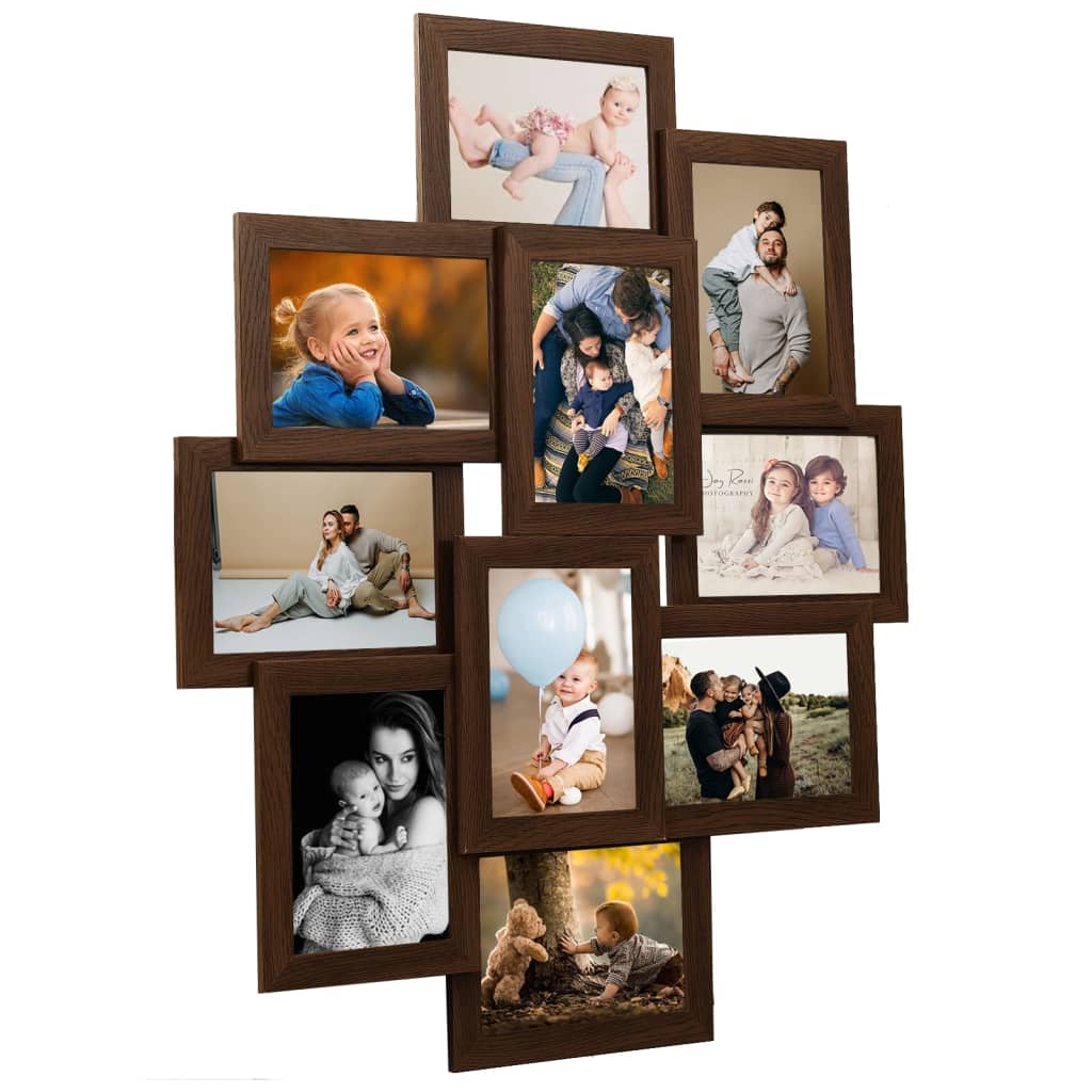 Cadre photo Vidaxl pour 10x (10x15 cm) Photo MDF Dark Bruin