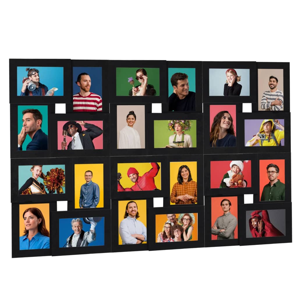 Vidaxl Photo Cadre pour 24x (13x18 cm) Photo MDF noir