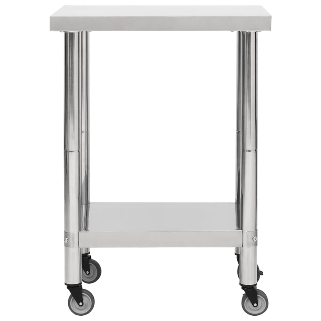 Table de cuisine Vidaxl avec roues 60x45x85 cm en acier inoxydable