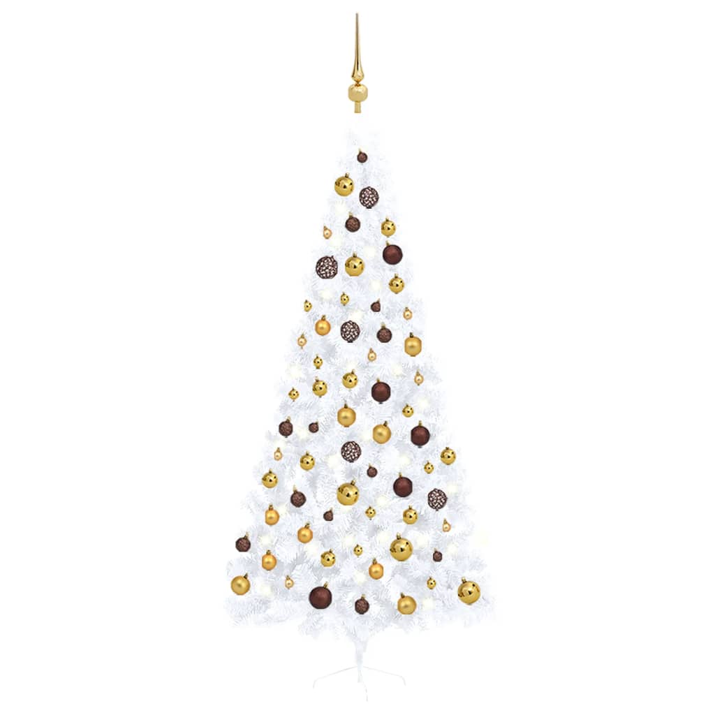 Vidaxl kunstkerstboom avec l'éclairage et les balles de Noël demi-240 cm blancs