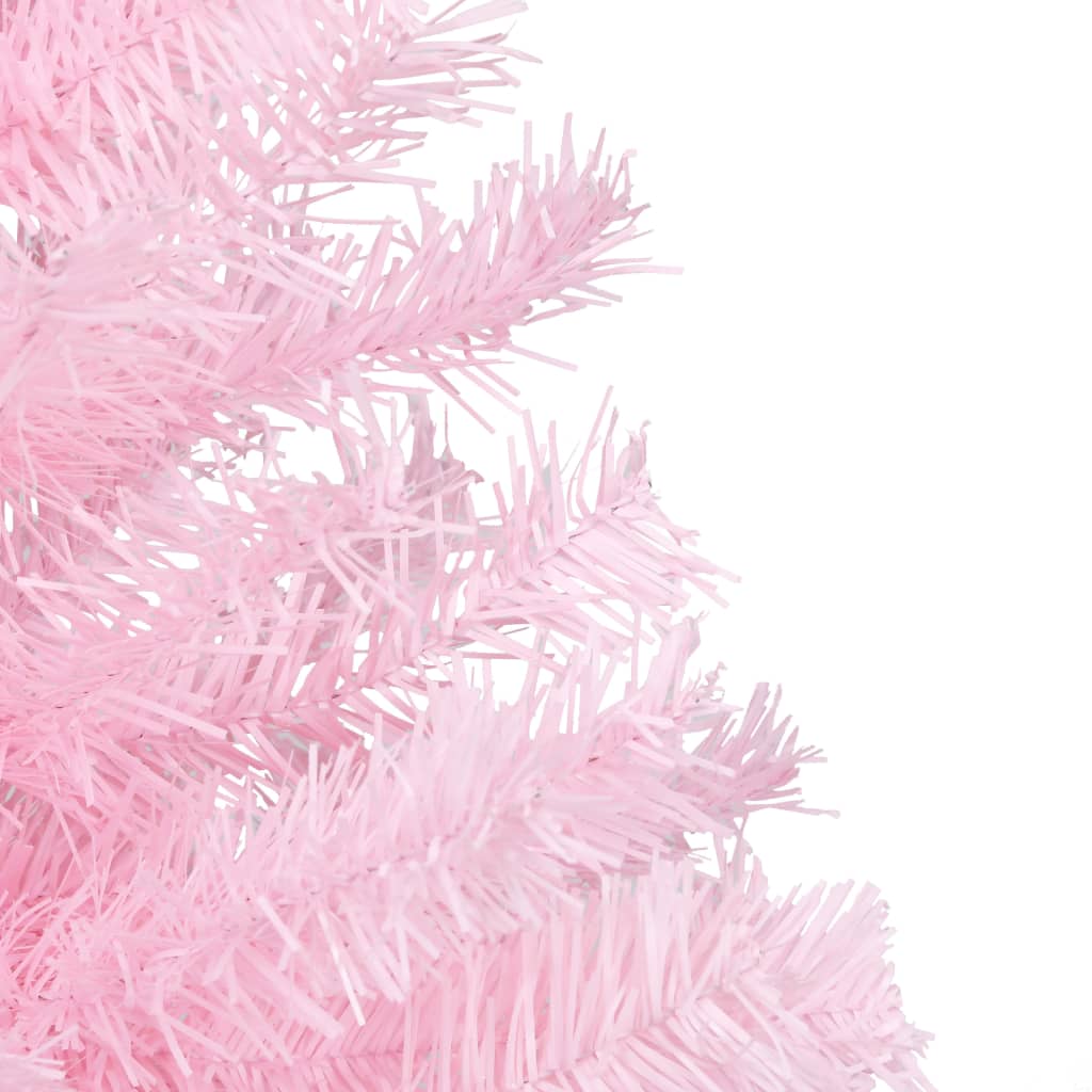 Vidaxl kunstkerstboom avec éclairage et balles de Noël 150 cm PVC rose