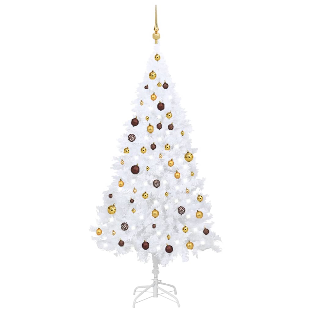 Vidaxl kunstkerstboom avec éclairage et balles de Noël 180 cm PVC blanc