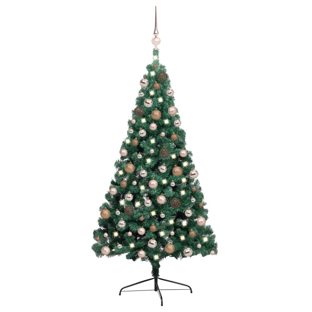 Vidaxl Kunstkerstboom avec l'éclairage et les balles de Noël demi-240 cm verts