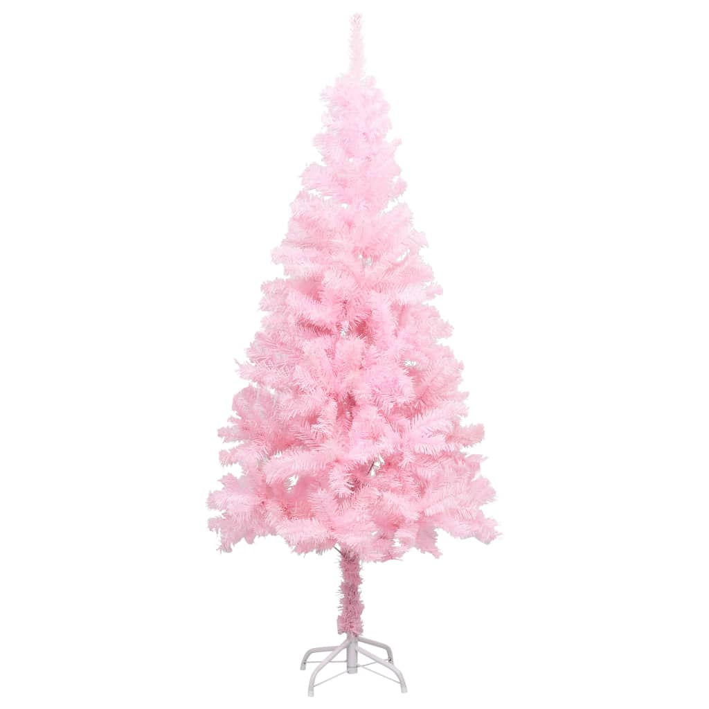 Vidaxl kunstkerstboom avec éclairage et balles de Noël 150 cm PVC rose