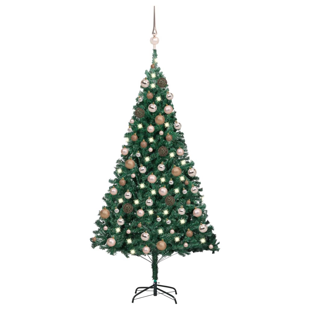 Vidaxl kunstkerstboom avec éclairage et balles de Noël 150 cm en PVC vert