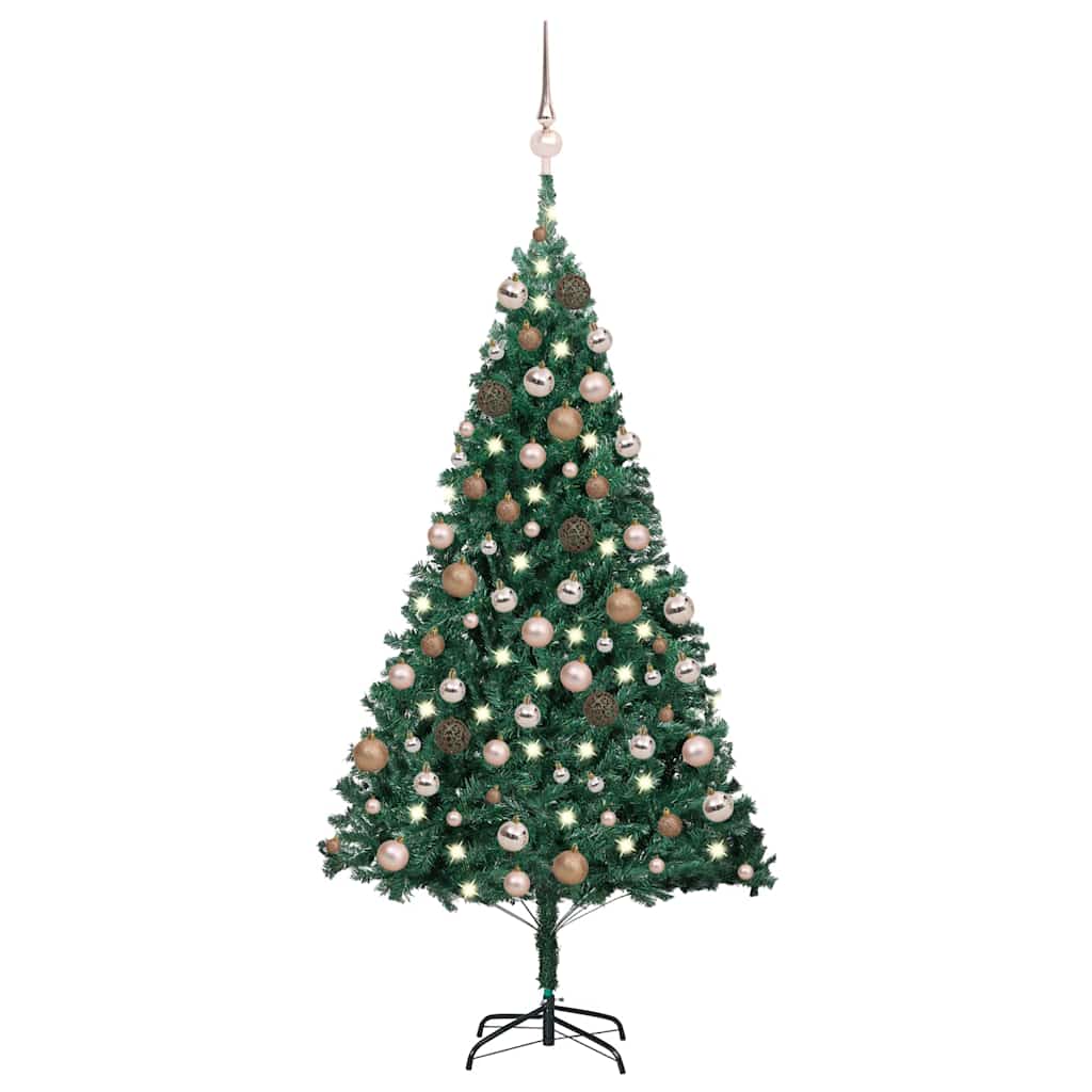 Vidaxl kunstkerstboom avec éclairage et balles de Noël 150 cm en PVC vert