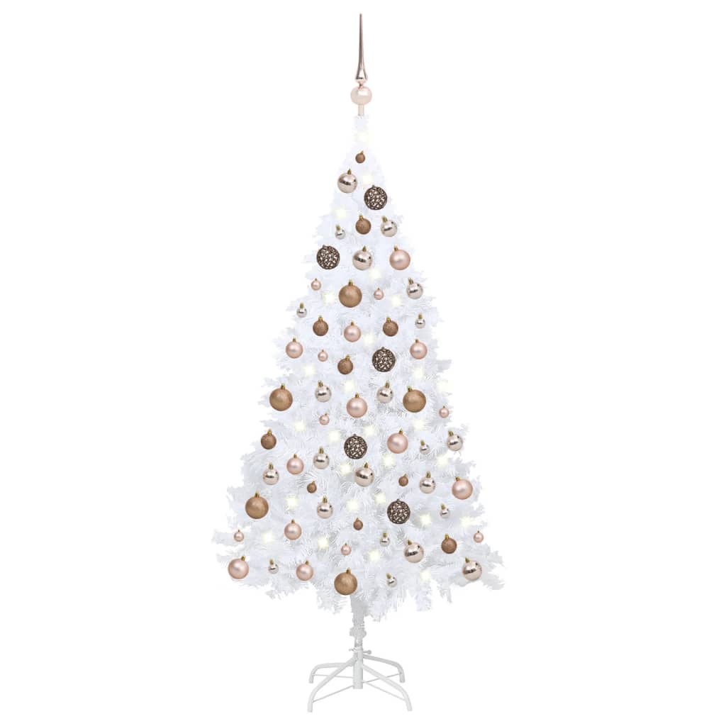 Vidaxl kunstkerstboom avec éclairage et balles de Noël 120 cm PVC blanc