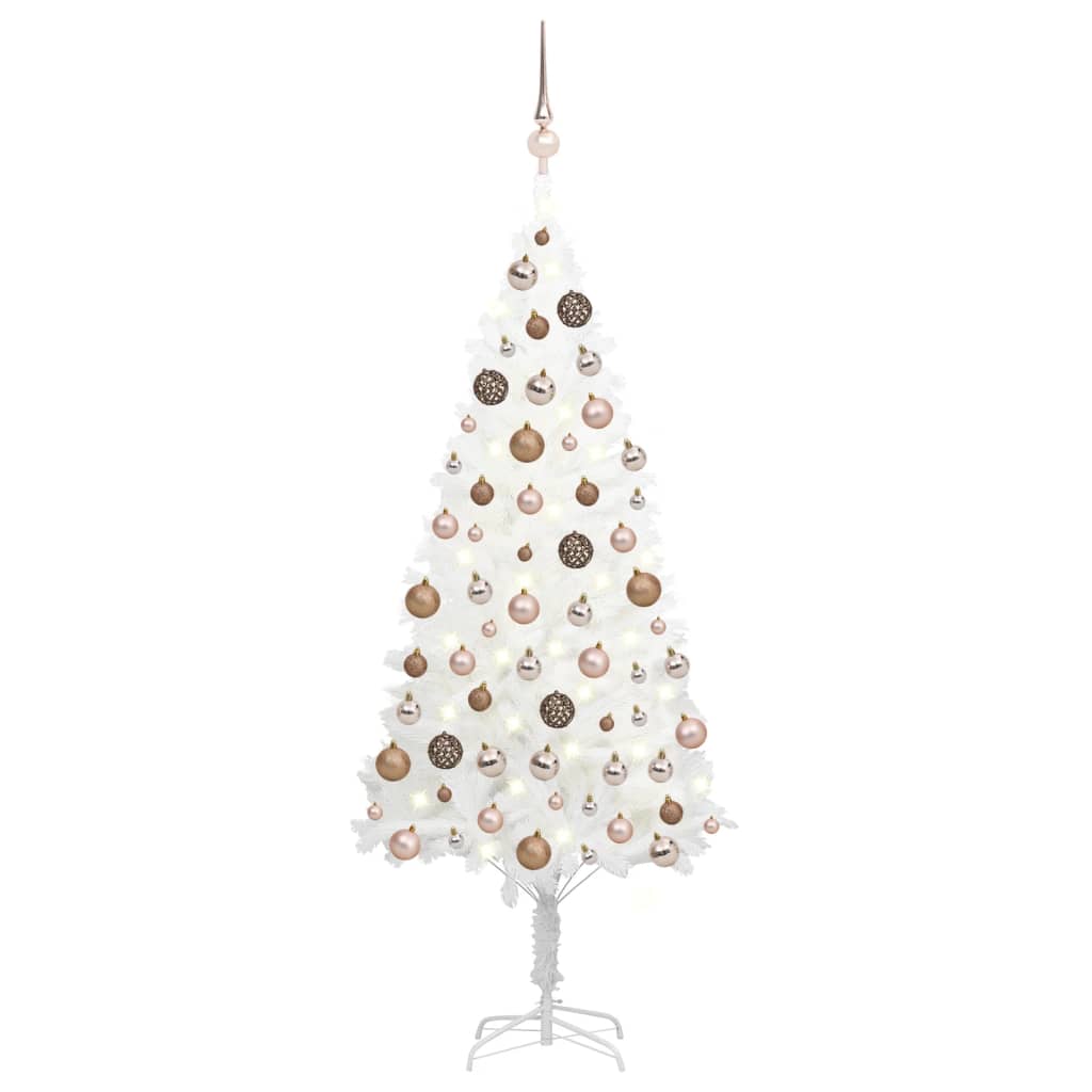 Vidaxl kunstkerstboom avec éclairage et balles de Noël 150 cm PVC blanc