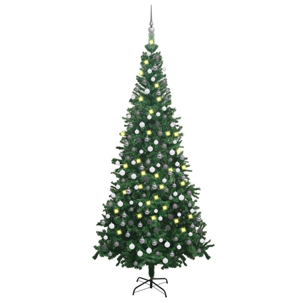Vidaxl kunstkerstboom avec éclairage et balles de Noël l 240 cm vert
