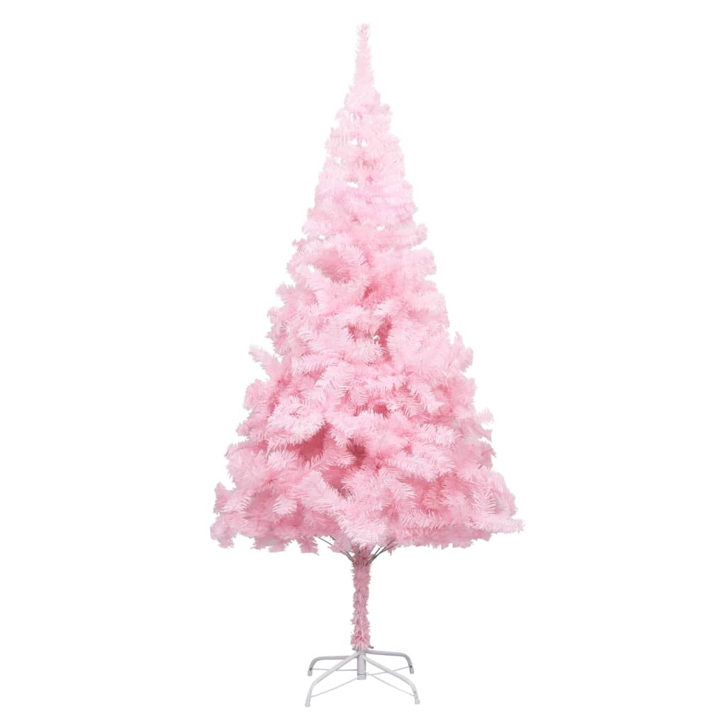 Vidaxl kunstkerstboom avec éclairage et balles de Noël 210 cm PVC rose