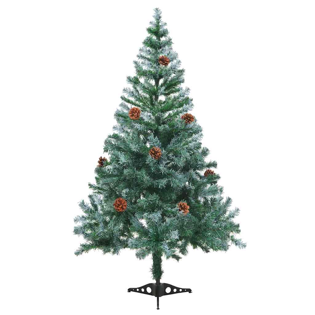 Vidaxl kunstkerstboom avec des boules d'éclairage cône de pin de neige 150 cm