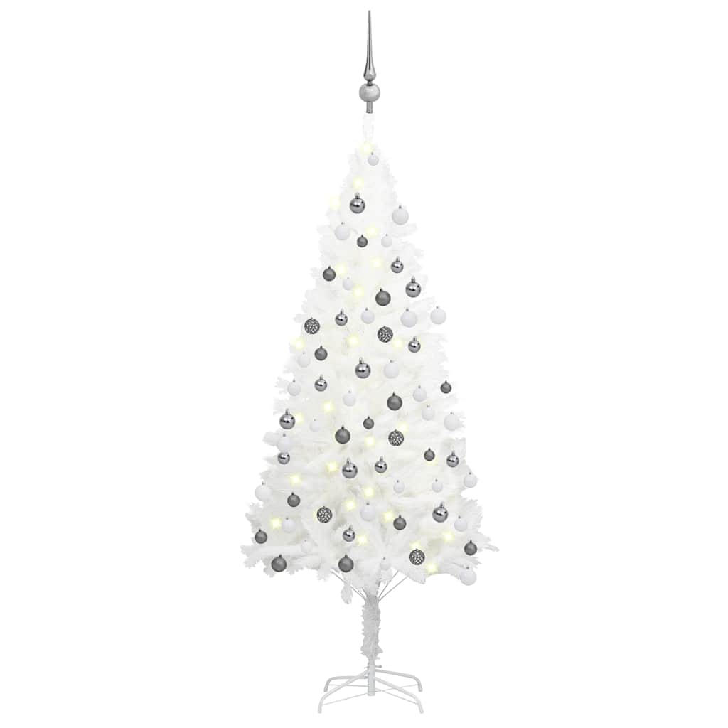Vidaxl kunstkerstboom avec éclairage et balles de Noël 120 cm blancs