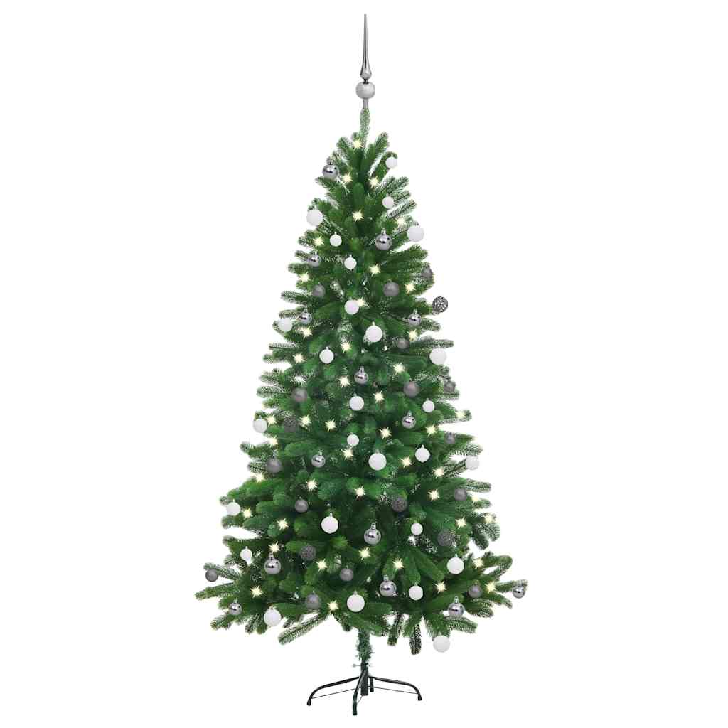 Vidaxl kunstkerstboom avec éclairage et balles de Noël 150 cm verts