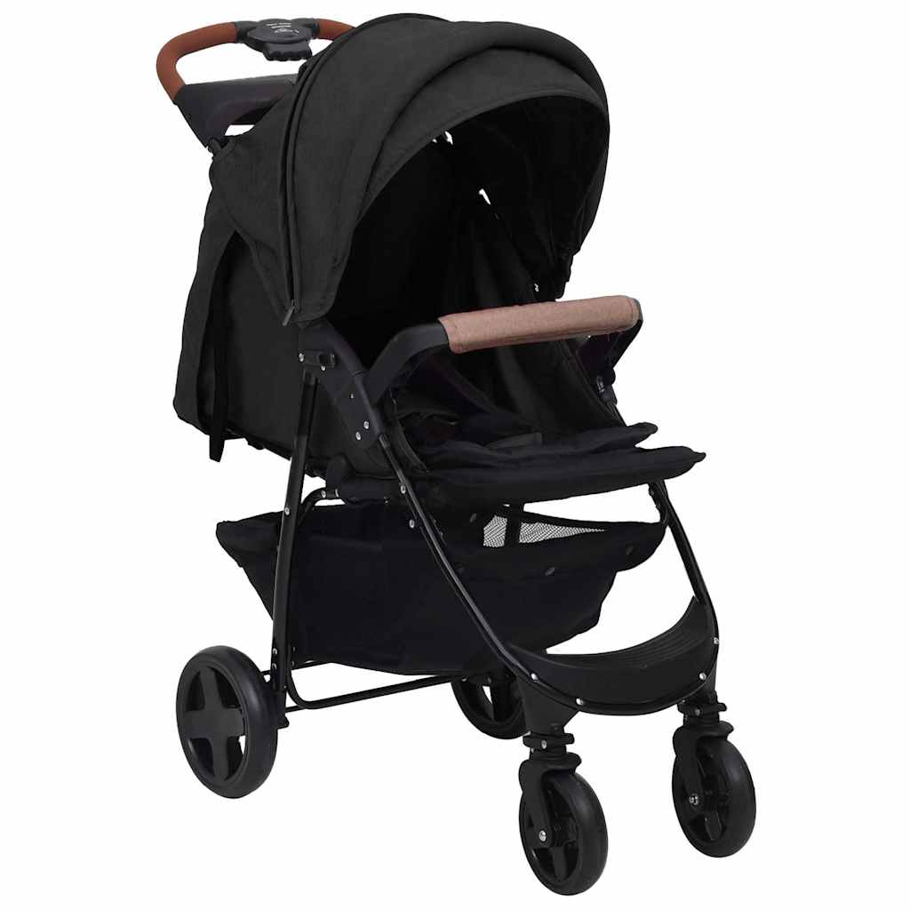 Vidaxl Pram 2-en-1 en acier de couleur anthracite