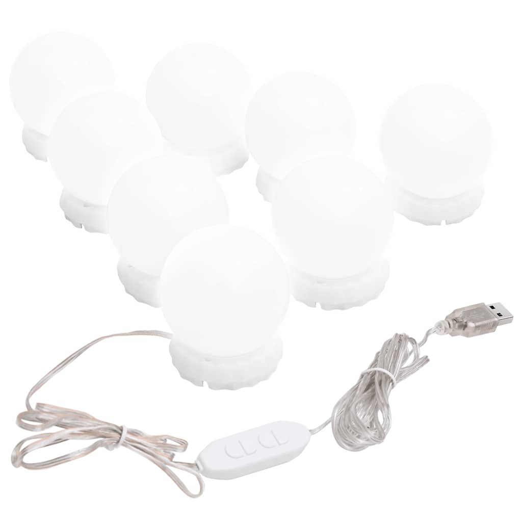 Éclairage de miroir Vidaxl avec 8 lampes LED Blanc chaud et blanc froid
