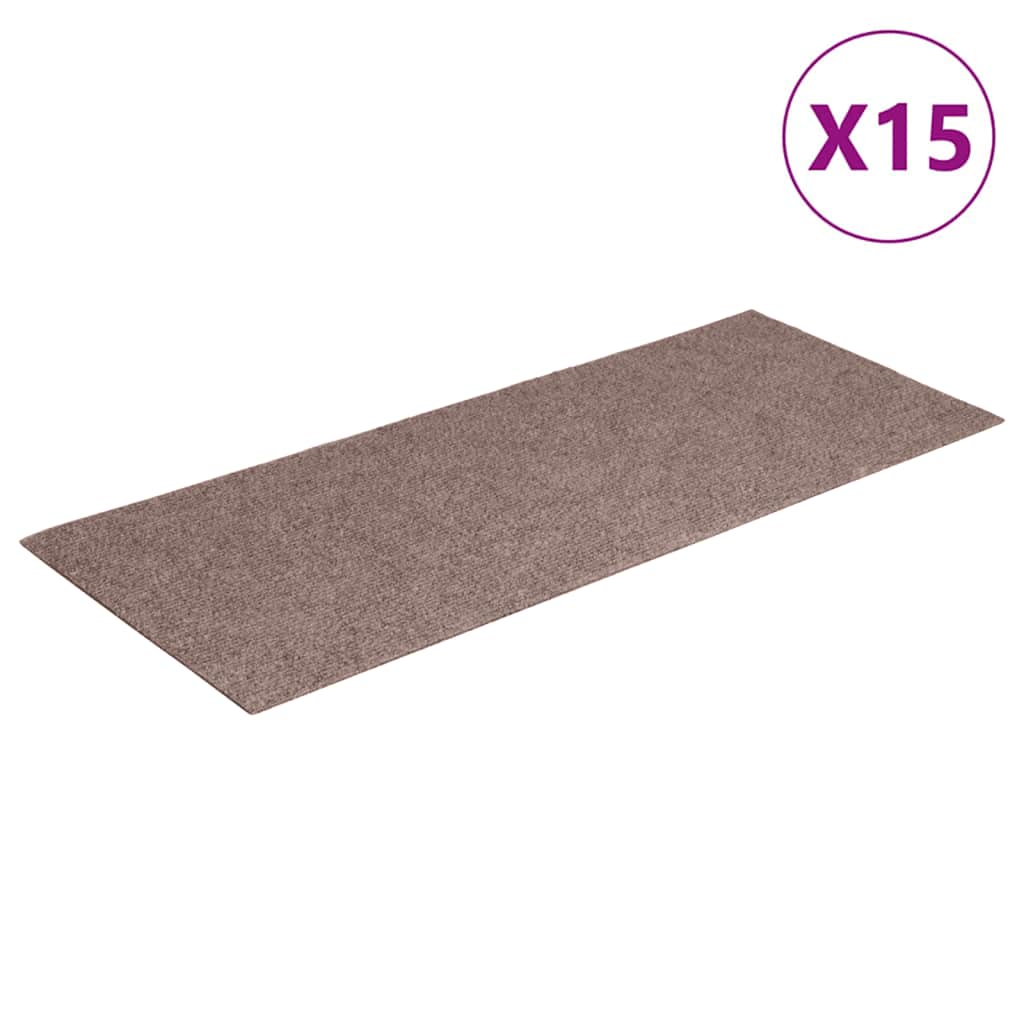 Vidaxl Stair Mats auto-adhésif 15 pièces 60x25 cm brun clair rectangulaire