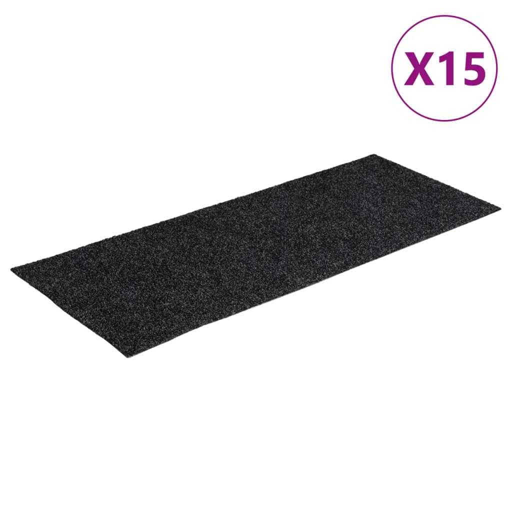 Vidaxl Stair Mats auto-adhésif 15 pièces 60x25 cm gris rectangulaire