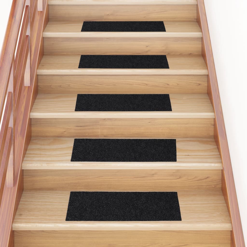 Vidaxl Stair Mats auto-adhésif 15 pièces 60x25 cm Black Rectangulaire