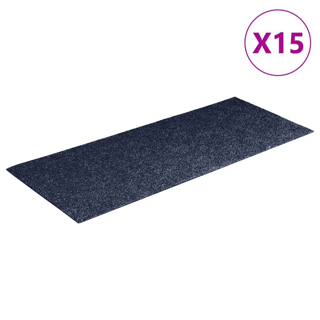 Vidaxl Mat à escalier auto-adhésif 15 pièces 60x25 cm bleu gris rectangulaire