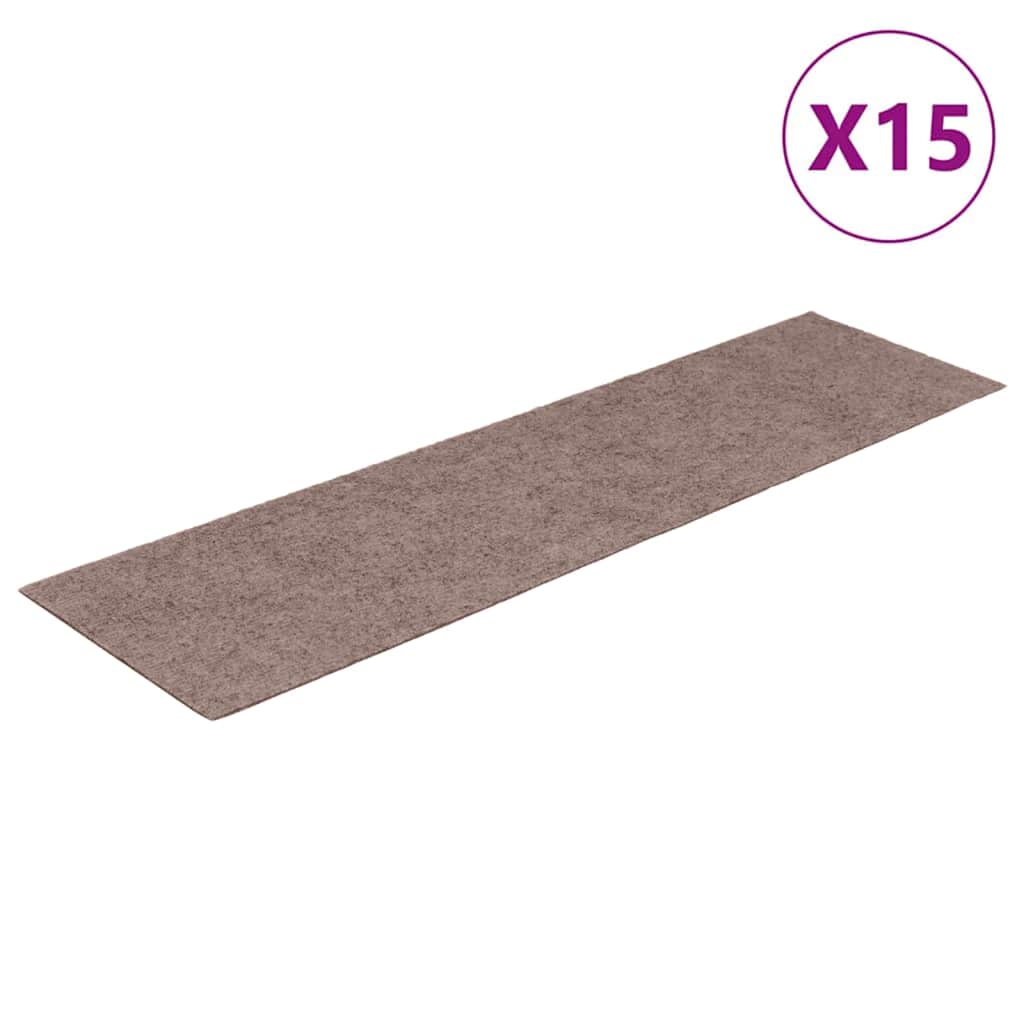 Vidaxl Stair Mats auto-adhésif 15 pièces 76x20 cm brun clair rectangulaire