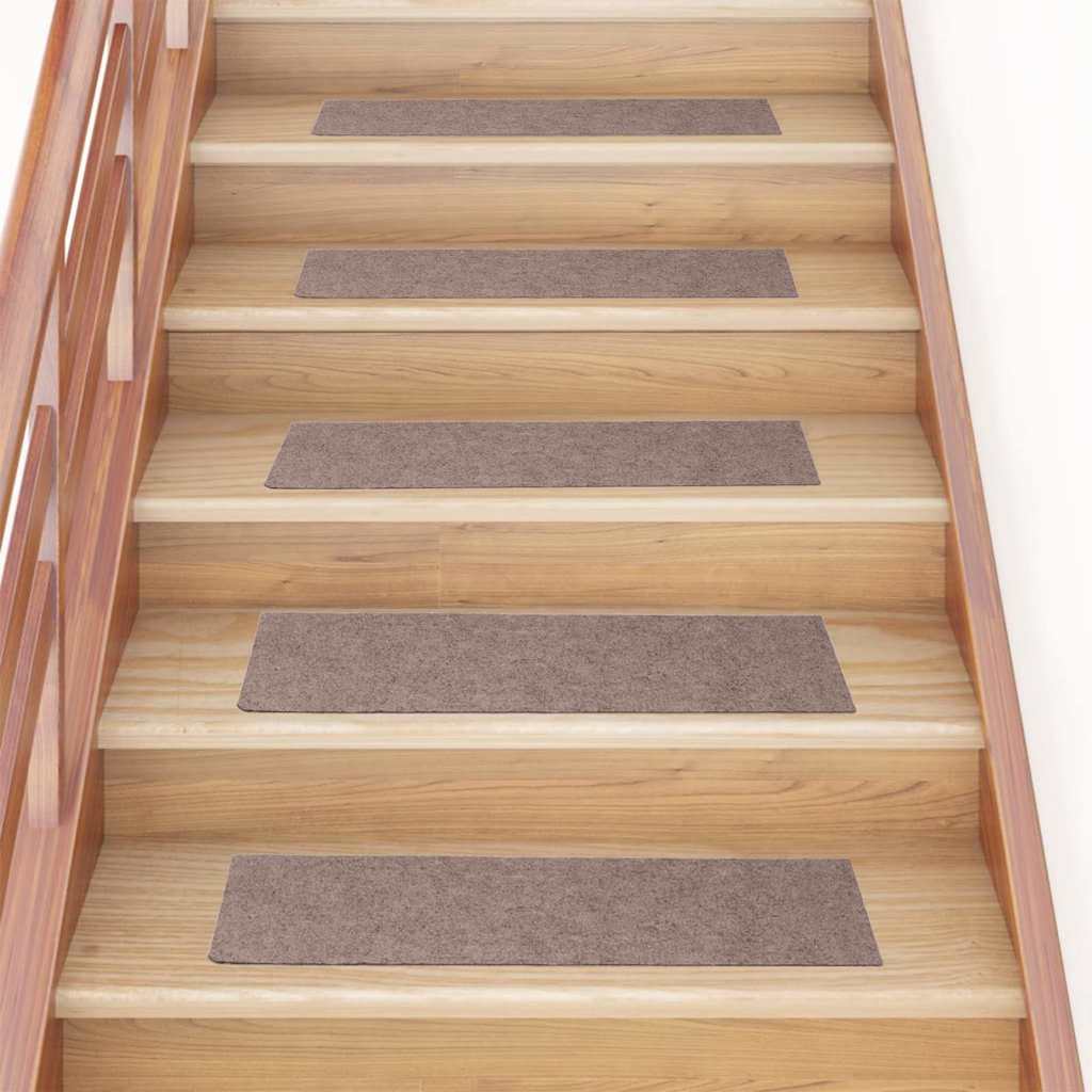 Vidaxl Stair Mats auto-adhésif 15 pièces 76x20 cm brun clair rectangulaire