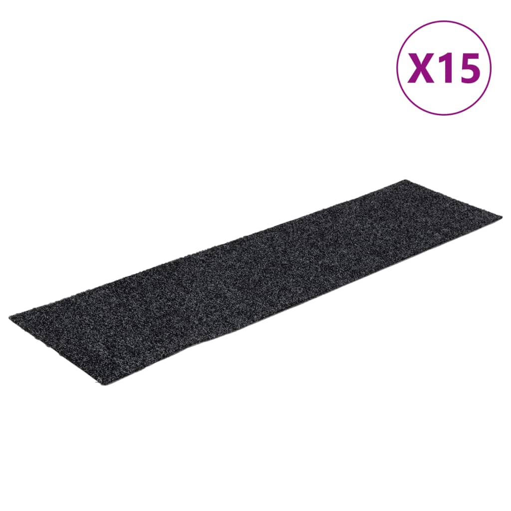 Vidaxl Stair Mats auto-adhésif 15 pièces 76x20 cm gris rectangulaire