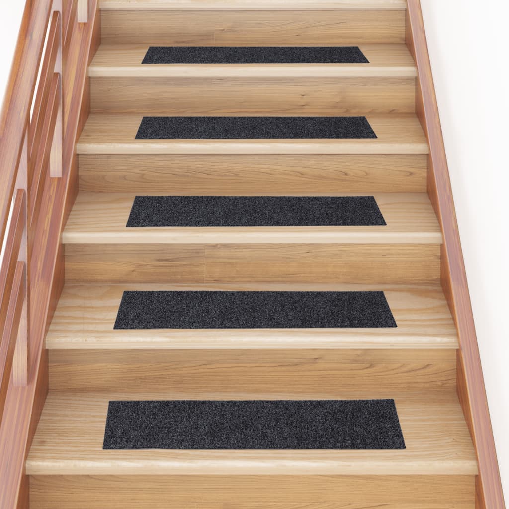 Vidaxl Stair Mats auto-adhésif 15 pièces 76x20 cm gris rectangulaire