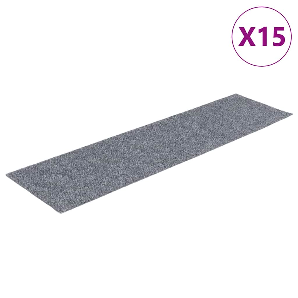 Vidaxl Stair Mats auto-adhésif 15 pièces 76x20 cm gris clair rectangulaire