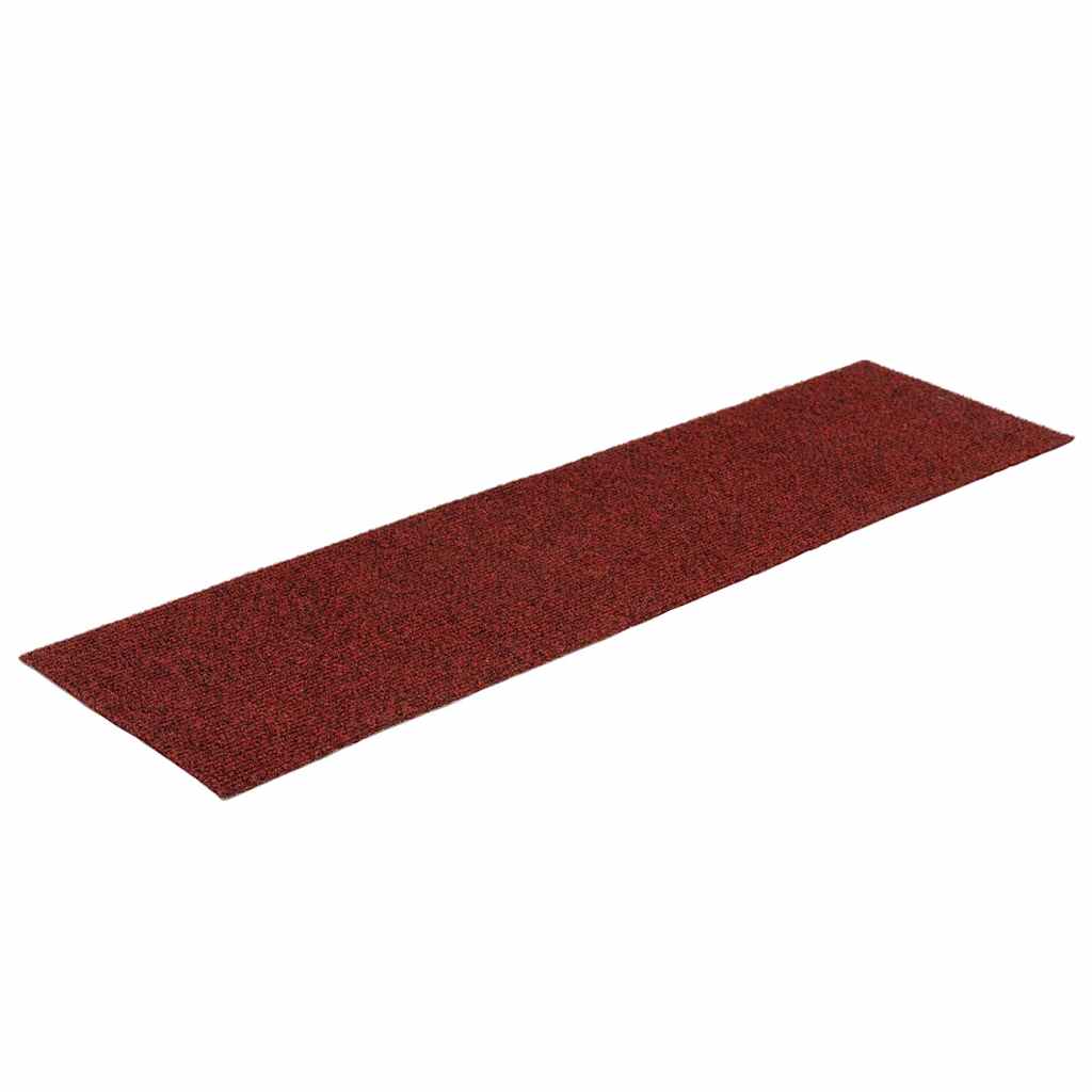 Vidaxl Stair Mats auto-adhésif 15 pièces 76x20 cm Bordeaux Rectangulaire