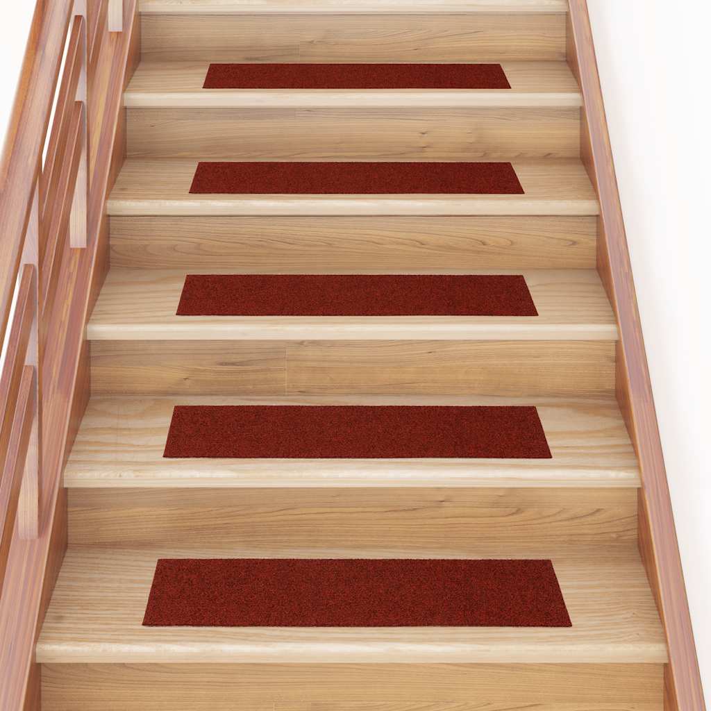 Vidaxl Stair Mats auto-adhésif 15 pièces 76x20 cm Bordeaux Rectangulaire