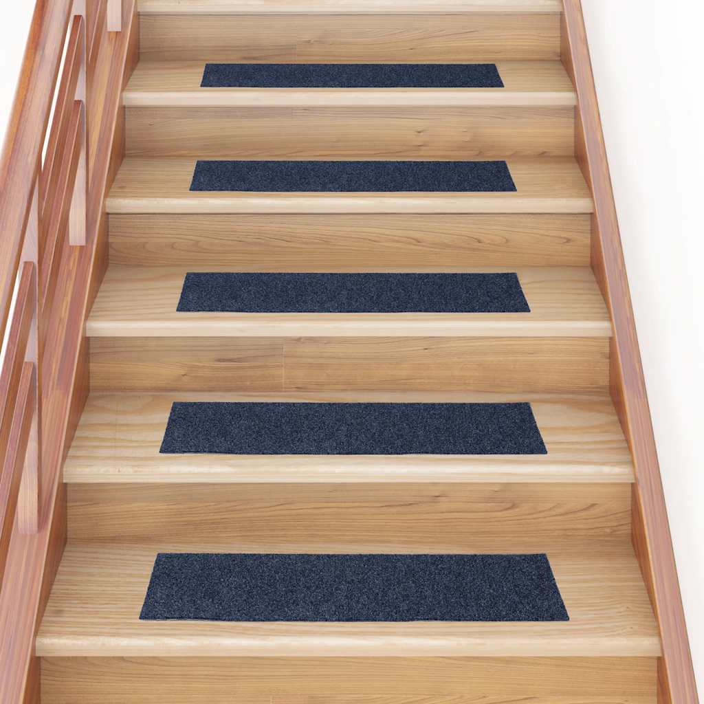 Vidaxl Stair Mats auto-adhésif 15 pièces 76x20 cm bleu gris rectangulaire