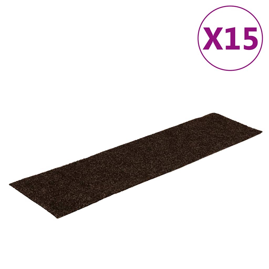 Vidaxl Stair Mats auto-adhésif 15 pièces 76x20 cm brun rectangulaire