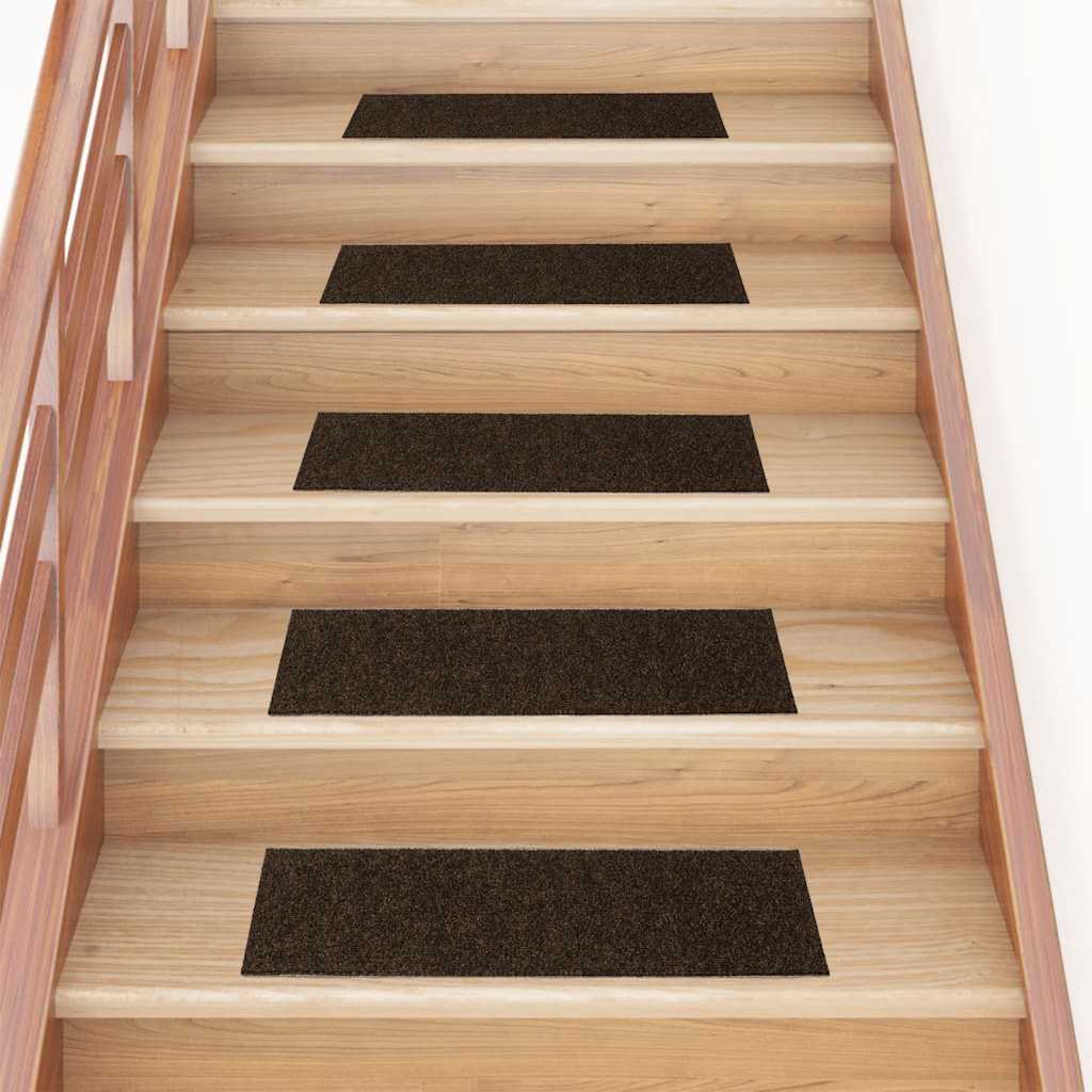 Vidaxl Stair Mats auto-adhésif 15 pièces 76x20 cm brun rectangulaire