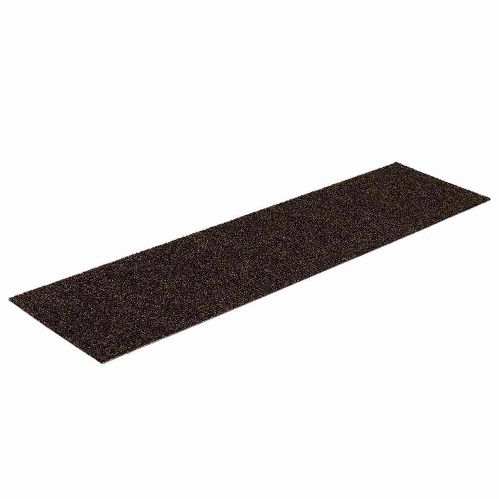 Vidaxl Stair Mats auto-adhésif 15 pièces 76x20 cm Rectangulaire brun foncé